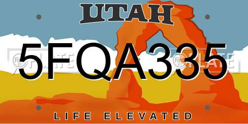 5FQA335 Utah License Plate