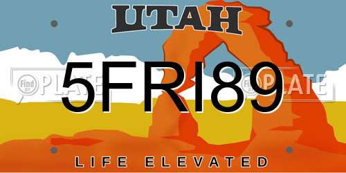 5FRI89 Utah License Plate
