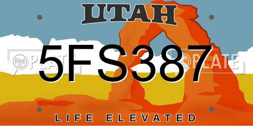 5FS387 Utah License Plate