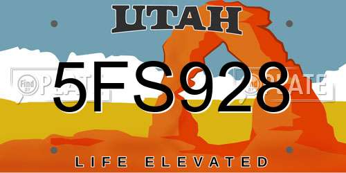 5FS928 Utah License Plate