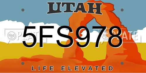 5FS978 Utah License Plate