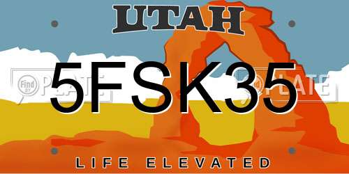 5FSK35 Utah License Plate