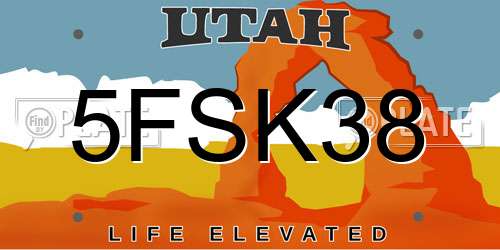 5FSK38 Utah License Plate