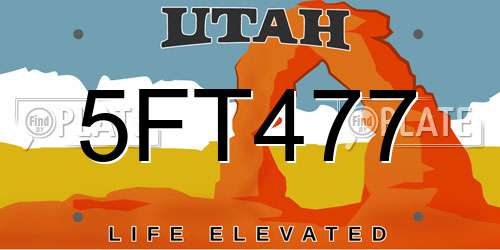 5FT477 Utah License Plate