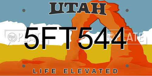 5FT544 Utah License Plate