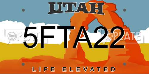 5FTA22 Utah License Plate