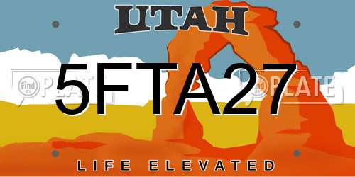 5FTA27 Utah License Plate