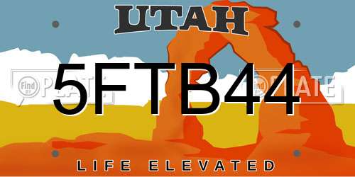 5FTB44 Utah License Plate