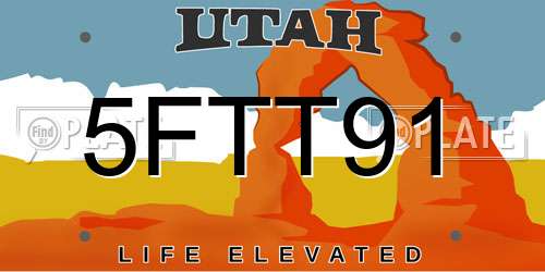 5FTT91 Utah License Plate
