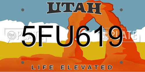 5FU619 Utah License Plate