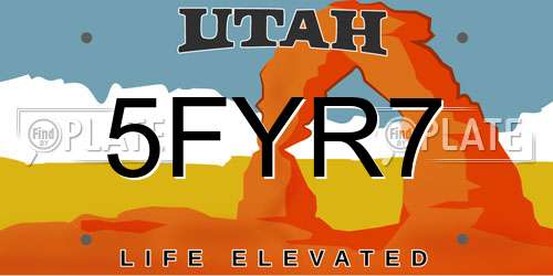 5FYR7 Utah License Plate
