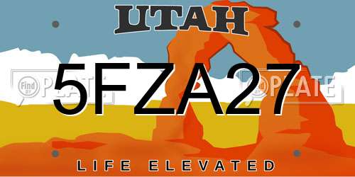 5FZA27 Utah License Plate