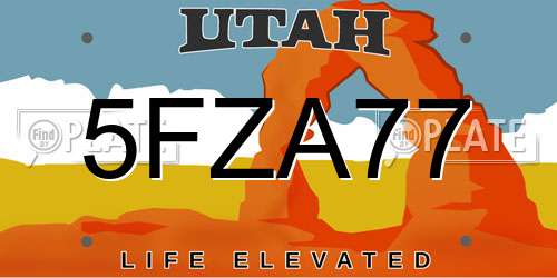 5FZA77 Utah License Plate