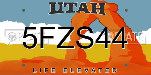 5FZS44 Utah License Plate