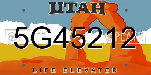 5G45212 Utah License Plate