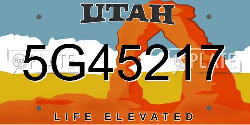 5G45217 Utah License Plate