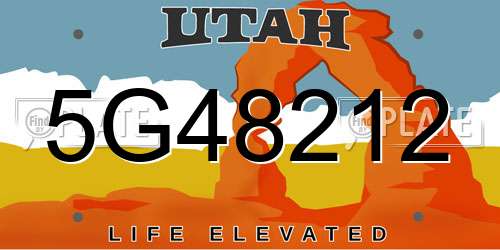 5G48212 Utah License Plate