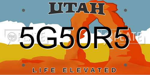 5G50R5 Utah License Plate