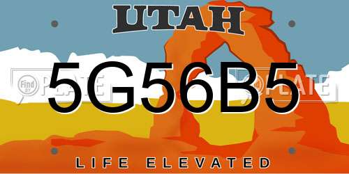 5G56B5 Utah License Plate
