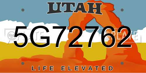 5G72762 Utah License Plate