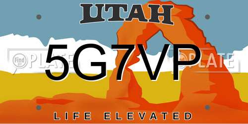 5G7VP Utah License Plate