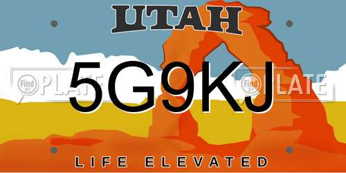 5G9KJ Utah License Plate