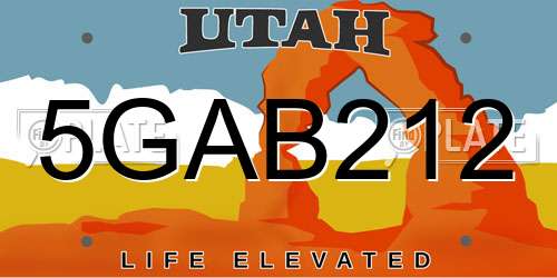 5GAB212 Utah License Plate