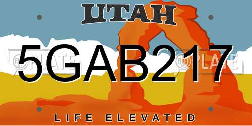5GAB217 Utah License Plate