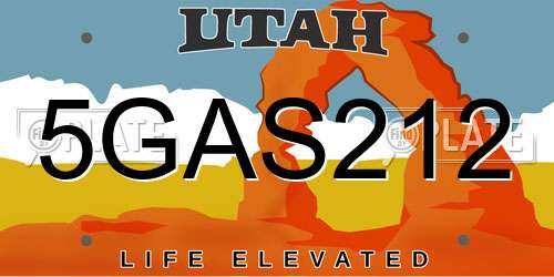 5GAS212 Utah License Plate