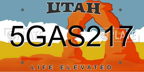 5GAS217 Utah License Plate