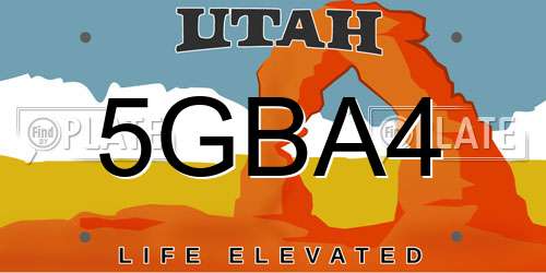 5GBA4 Utah License Plate