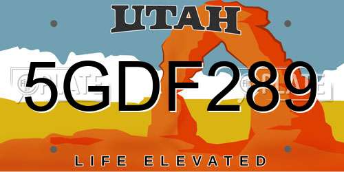 5GDF289 Utah License Plate