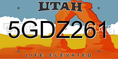 5GDZ261 Utah License Plate