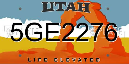 5GE2276 Utah License Plate