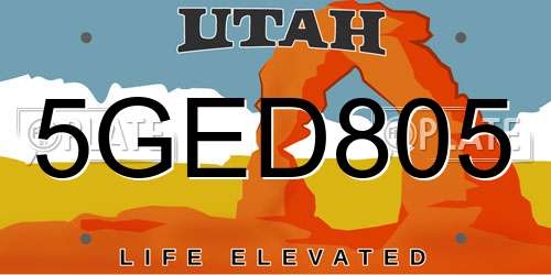 5GED805 Utah License Plate
