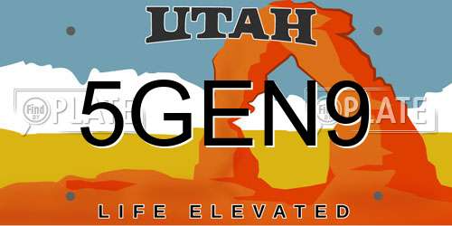 5GEN9 Utah License Plate