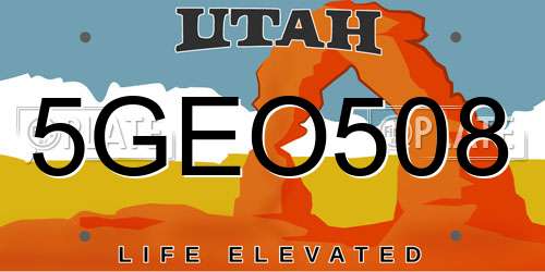 5GEO508 Utah License Plate