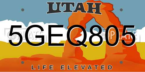 5GEQ805 Utah License Plate