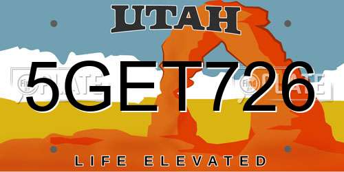 5GET726 Utah License Plate