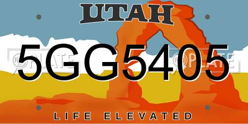 5GG5405 Utah License Plate