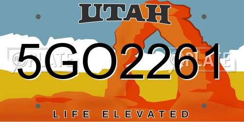 5GO2261 Utah License Plate