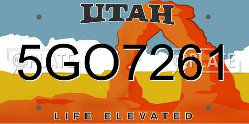 5GO7261 Utah License Plate