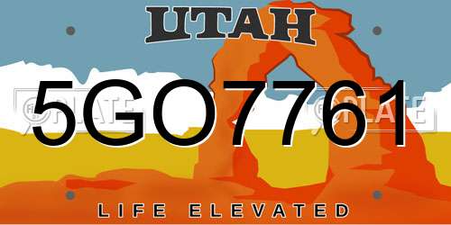 5GO7761 Utah License Plate