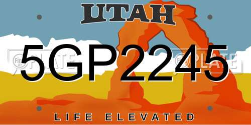 5GP2245 Utah License Plate