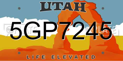 5GP7245 Utah License Plate