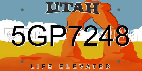 5GP7248 Utah License Plate