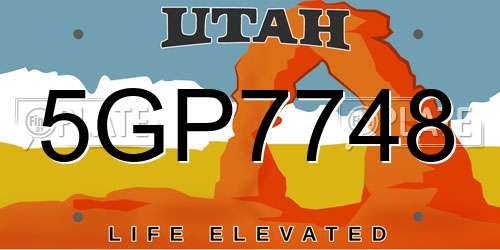 5GP7748 Utah License Plate