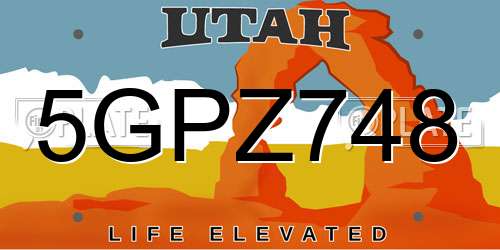 5GPZ748 Utah License Plate
