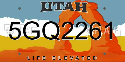 5GQ2261 Utah License Plate