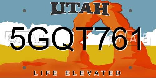 5GQT761 Utah License Plate